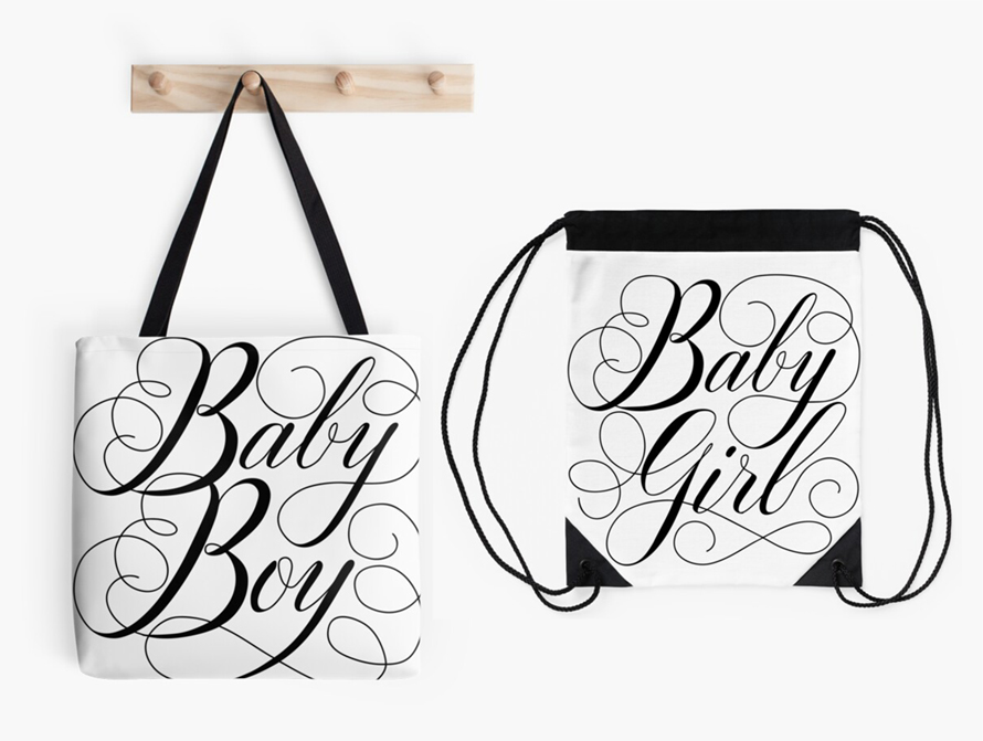 Tote bags printed with Baby Girl or Baby Boy