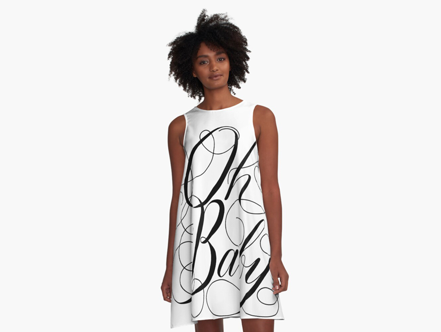 Oh Baby script word printed dress