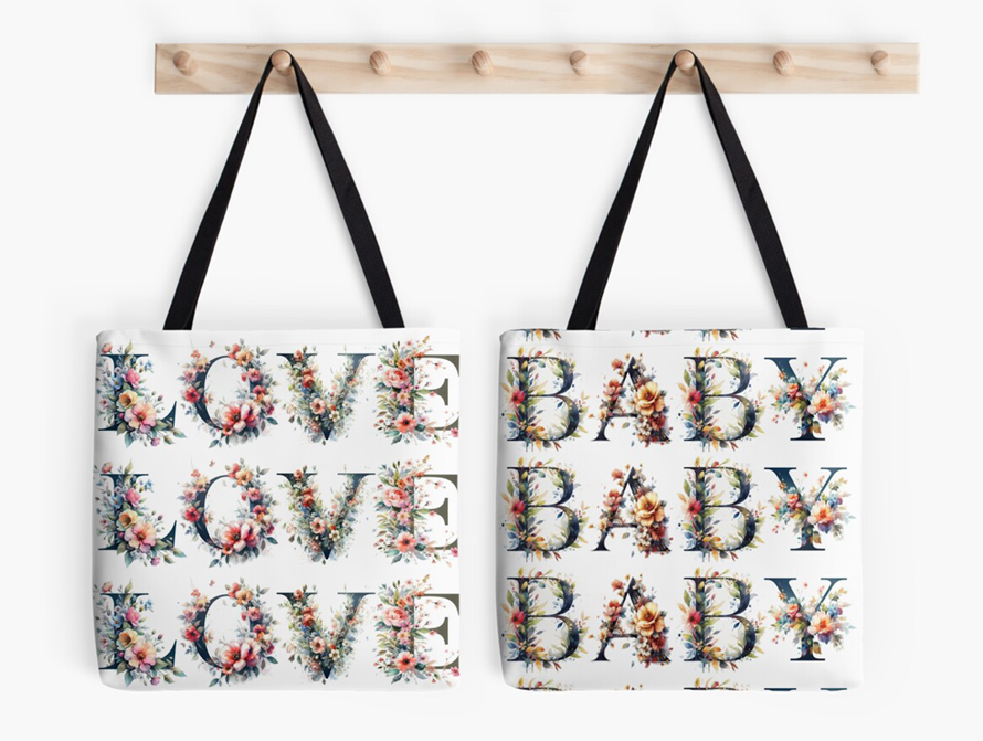 Watercolor Words Totes