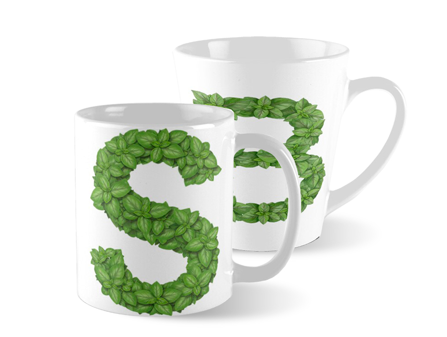 Basil letter mugs