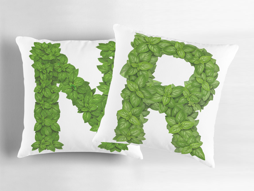 Basil letter pillows