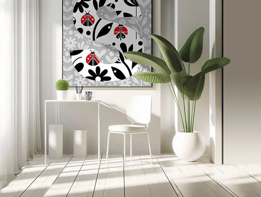 Black Ladybug Pattern Wall Art