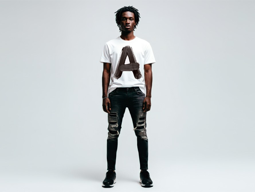 Black Paint letter T-shirt