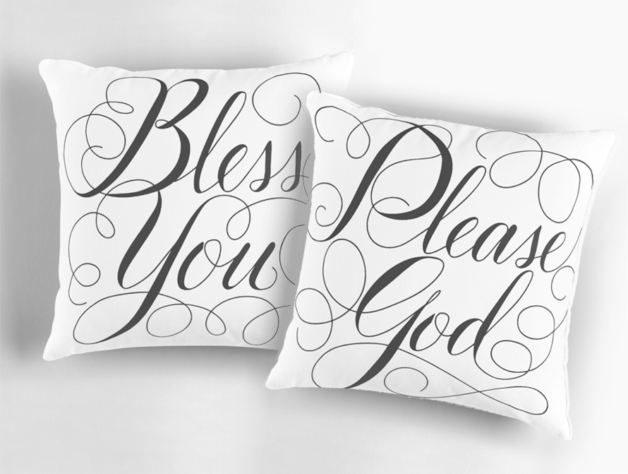 Pillows with script words