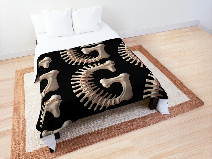 Duvet cover printed with Bones type design
