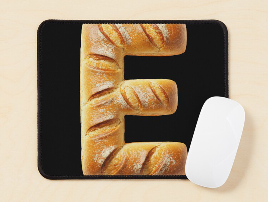 Deskmat imprinted with Bread type design