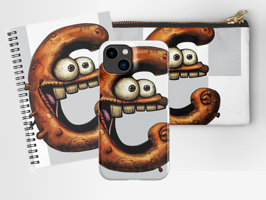 Ogres letter spiral notebook, phone case and zippered bag