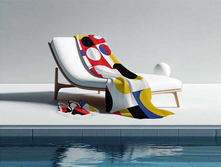 Color BLock Beach Towel and Deck Shoes
