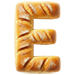 Letter E in Bread type design