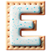 Letter E in Pastry type design