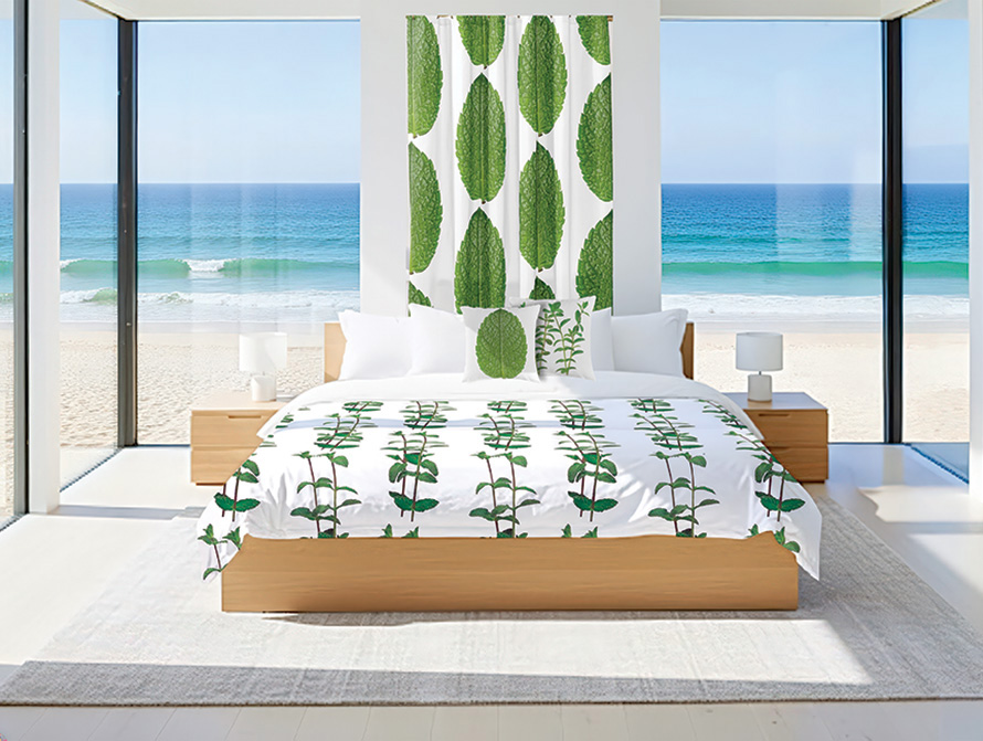 A Bedroom Decorated with Mint Alphabet Pillows and Wall Art