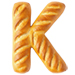 Letter K in Bread type design