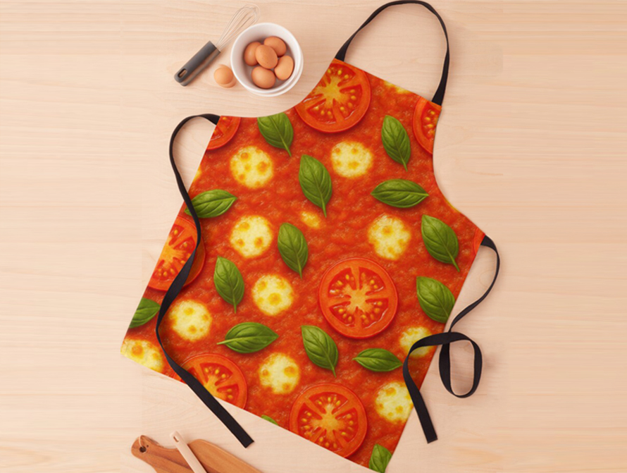 Full apron imprinted with Pizza pattern