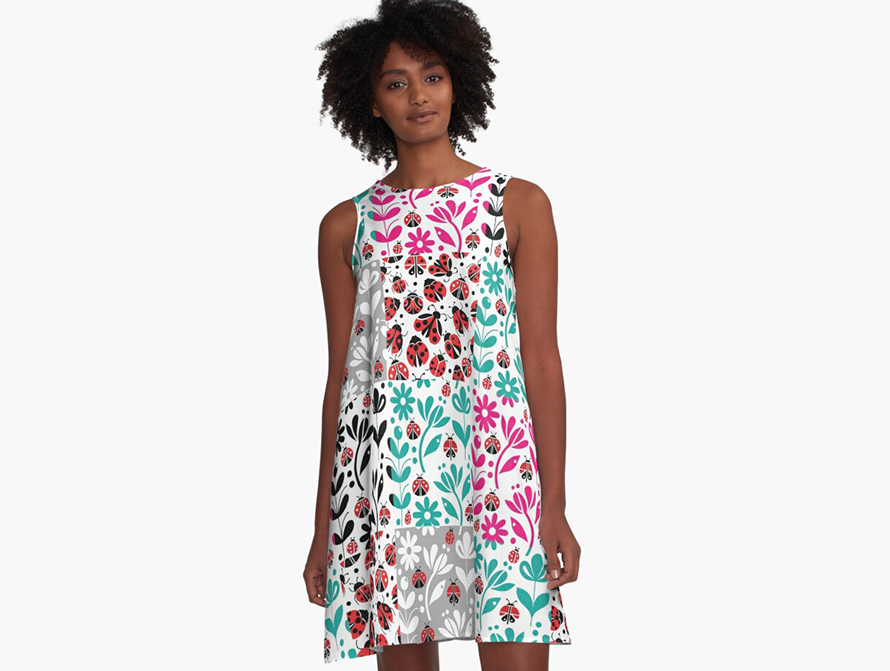 Ladybug Blue A-Line Dress
