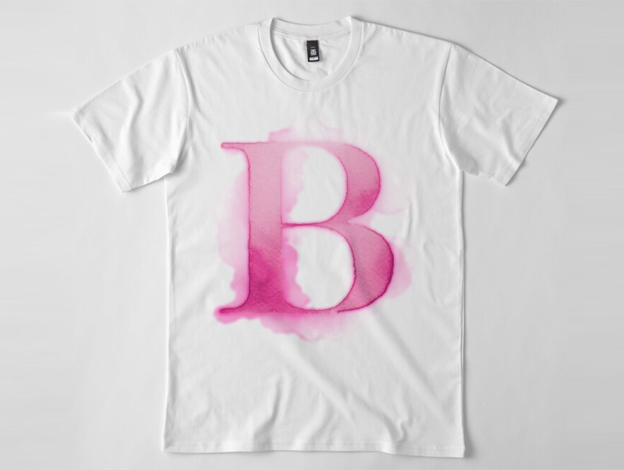Pink Watercolor Letters T-Shirt