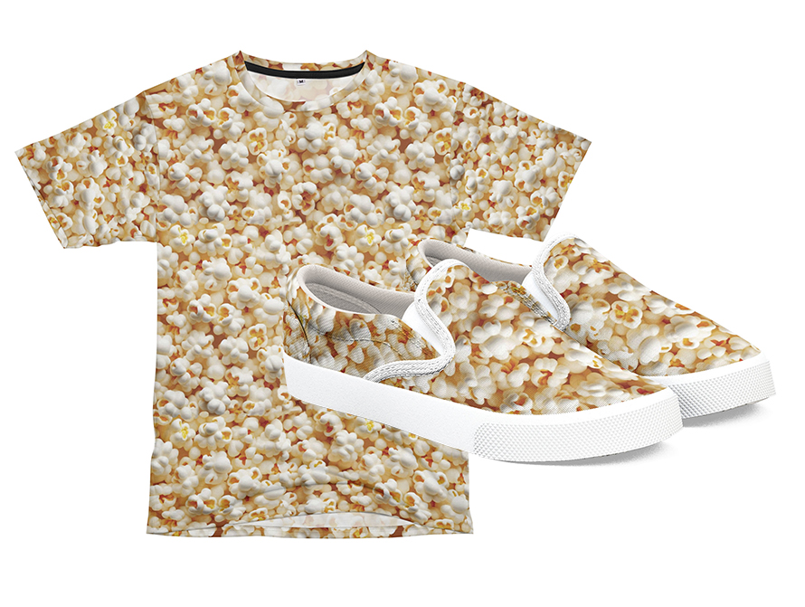 Popcorn allover t-shirt and slipon shoes