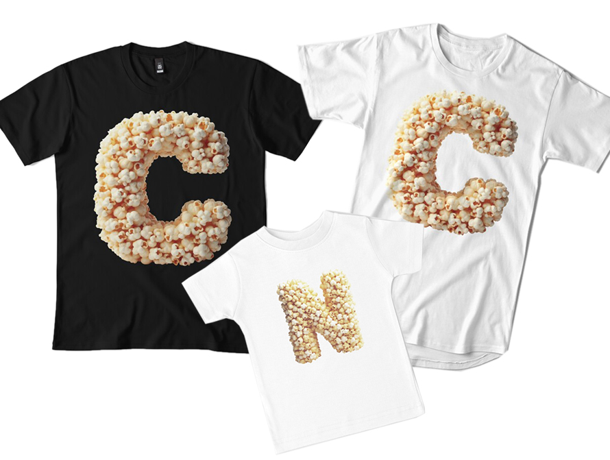 Popcorn t-shirts for every size