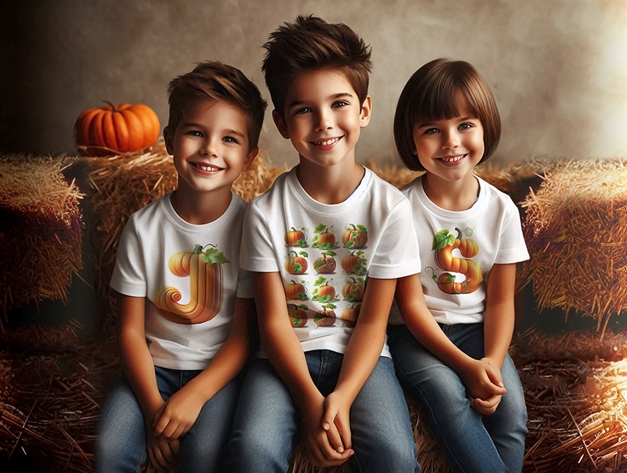 Kids Pumpkin Pattern T-Shirts