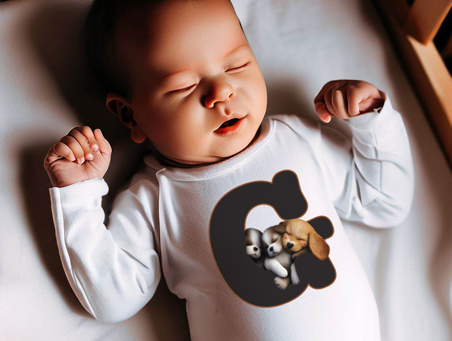 Puppies letter baby onesie