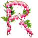 Letter R in Bleeding Hearts type design