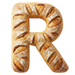 Letter R in Bread type design