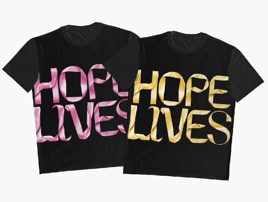 Ribbon T with message of hope