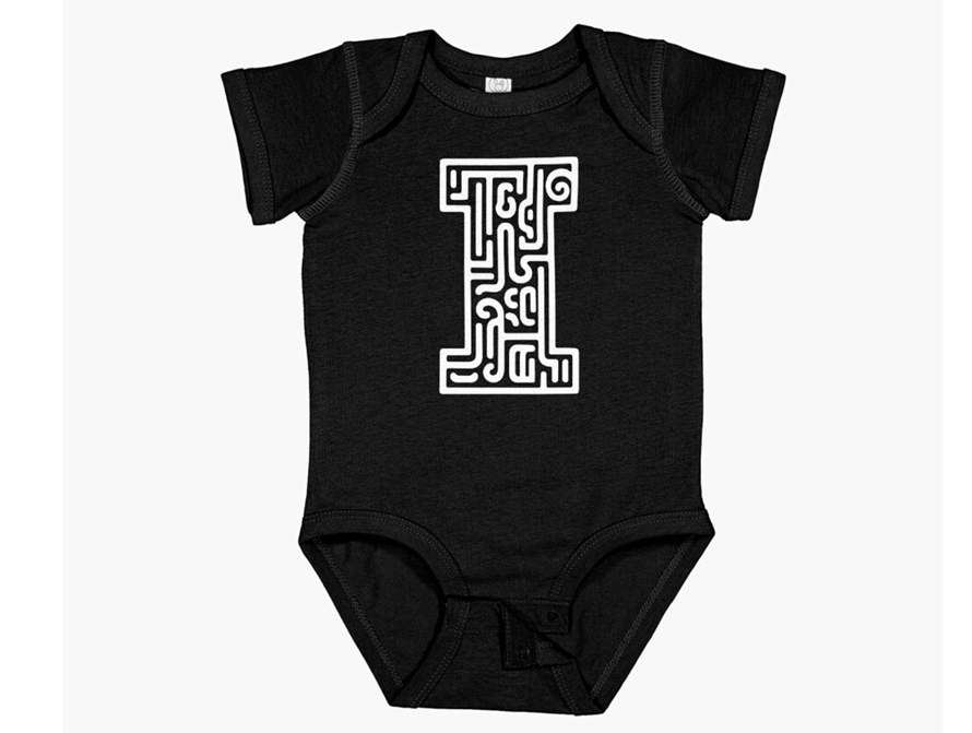 Squiggle letter baby onesie