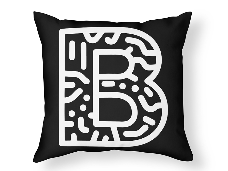 Squiggle letter throw pillow