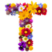 Letter T in Summer Flowers type design