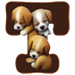 Puppies type letter T