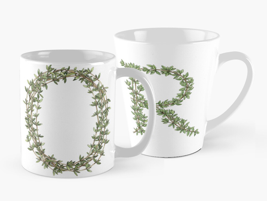 Thyme letter mugs