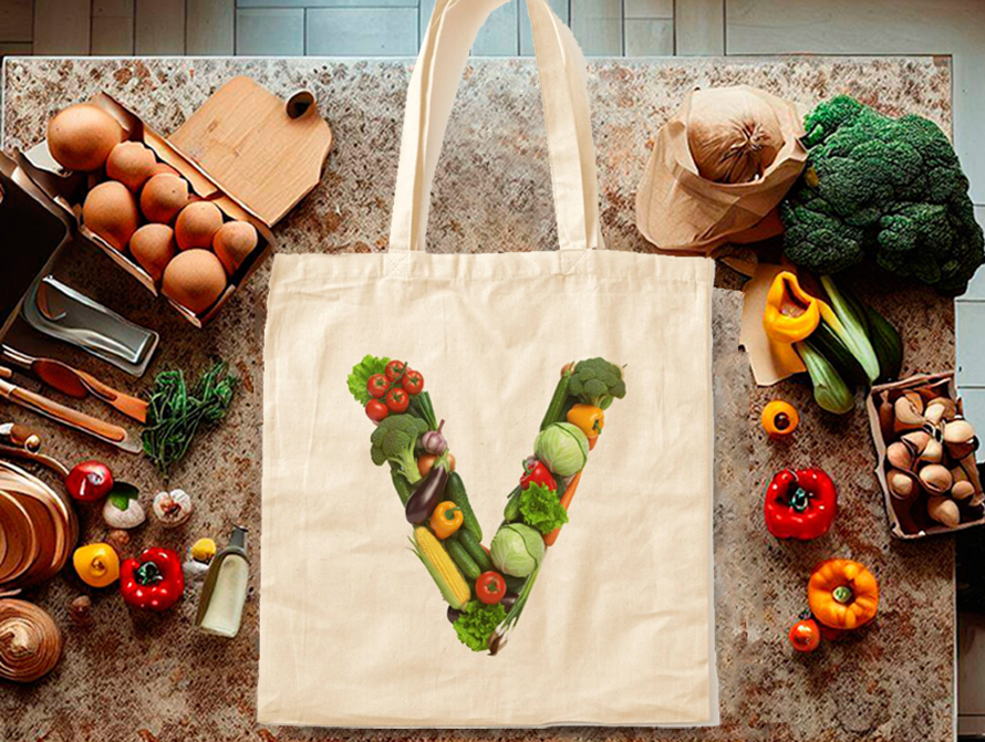 Veg all-over print tote bag