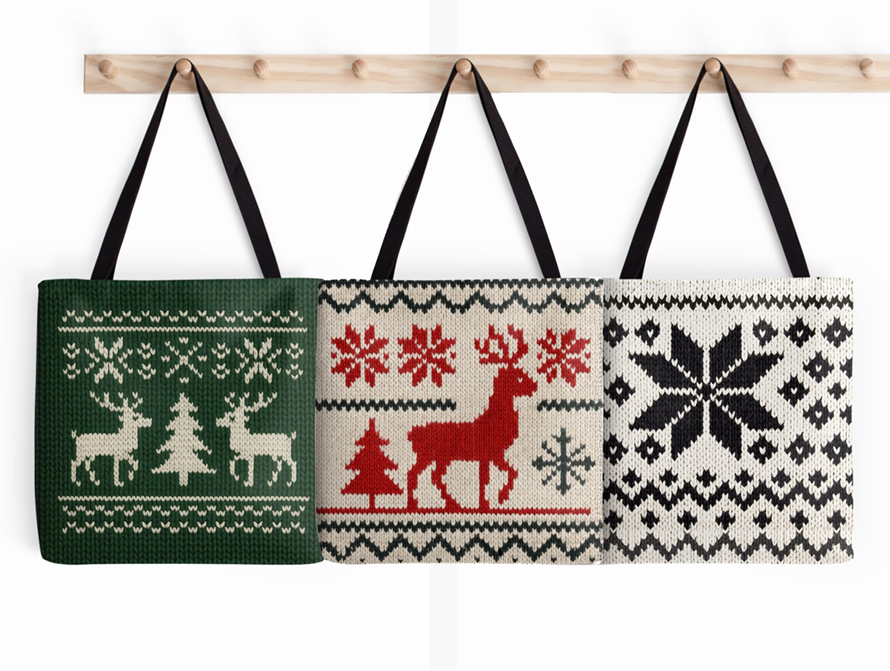Sweater print Totes