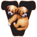 Puppies type letter V