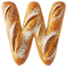 Letter W in Bread type design