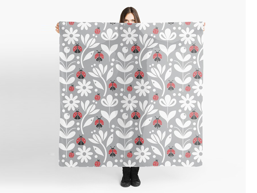 Teal Ladybug Scarf