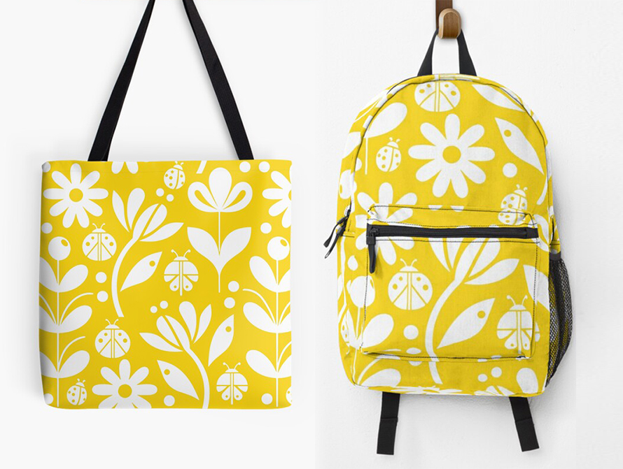 Ladybug Yellow Totes and Bags