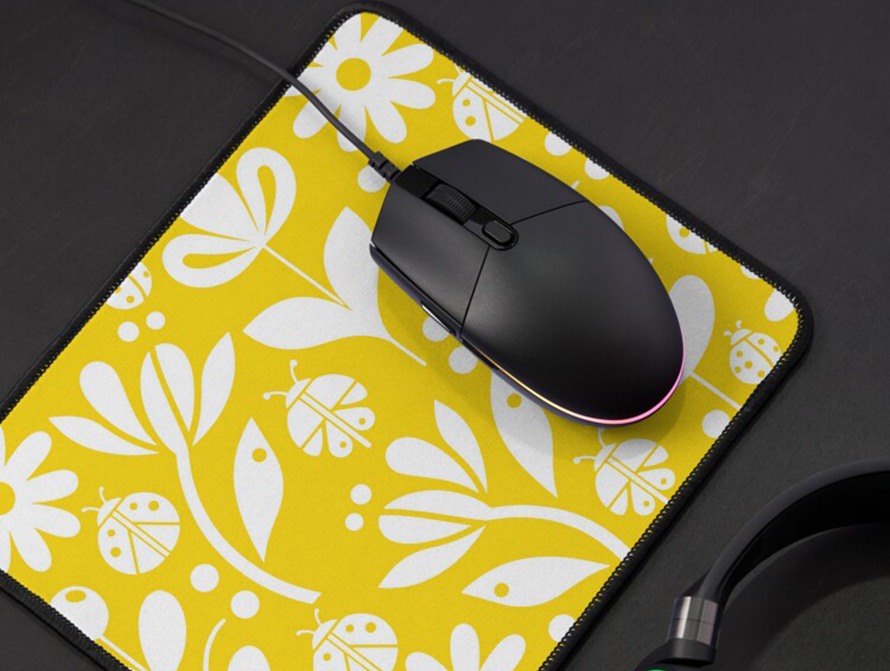Ladybug Yellow Mouse Pad