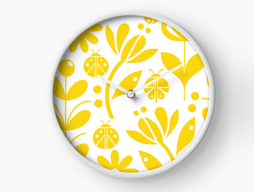 Ladybug Yellow Clock