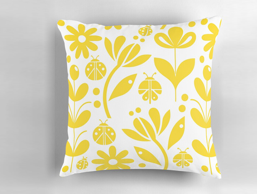 Ladybug Yellow Pillow